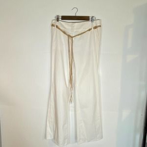 New Laundry By Shelli Segal Womens 8 Cream Bootcut Flare Cream/White Belt